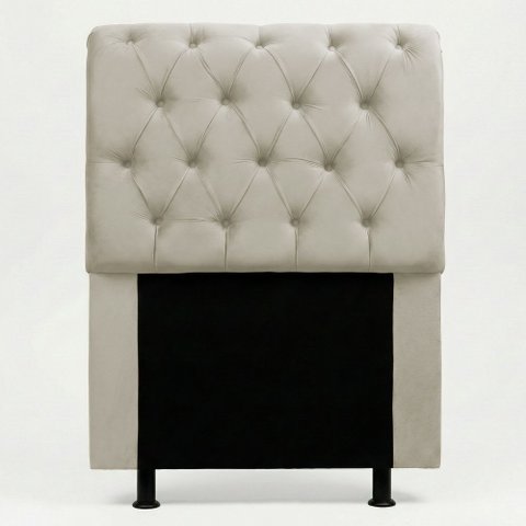 Cabeceira Cama Box Solteiro Sarah 90cm com Frame Suede Bege Claro - Abmaza