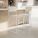 Ver imagem 1 de Kit 3 Banquetas Média Balcão Estofada com Encosto Branco Linho Dubai