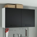 Ver imagem 1 de Armário Aéreo Multiuso 120cm 2 Portas Branco/preto Agata Madesa Branco/preto