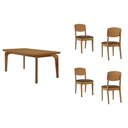 Ver imagem 1 de Conjunto: Mesa Sala Jantar Londrina C/ Tampo Madeirado C/ Vidro Canto Curvo 120x80cm 4 Cadeiras