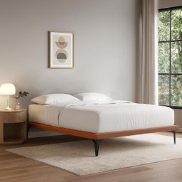Estrutura para Cama Japonesa Toquio King com Cabeceira Almofada Linho Telha - 2