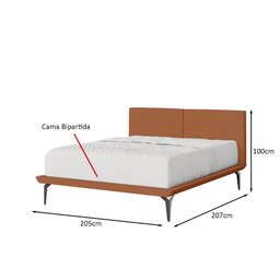 Estrutura para Cama Japonesa Toquio King com Cabeceira Almofada Linho Telha - 4