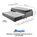 Ver imagem 3 de Bicama Box Solteiro 88x188 Suede Cinza com Dois Colchões Adapto Molas Ensacadas Ecoflex