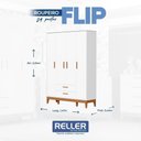 Ver imagem 4 de Jogo de Quarto Infantil Flip Guarda Roupa 4 Portas e Cômoda 4 Gavetas Branco Fosco - Reller Móveis