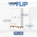 Ver imagem 2 de Jogo de Quarto Infantil Flip Guarda Roupa 4 Portas e Cômoda 4 Gavetas Branco Fosco - Reller Móveis