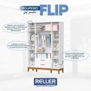 Ver imagem 3 de Jogo de Quarto Infantil Flip Guarda Roupa 4 Portas e Cômoda 4 Gavetas Branco Fosco - Reller Móveis
