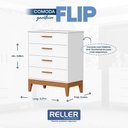 Ver imagem 7 de Jogo de Quarto Infantil Flip Guarda Roupa 4 Portas e Cômoda 4 Gavetas Branco Fosco - Reller Móveis