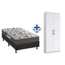Ver imagem 1 de Cama Box Solteiro Crc + D33 Iso Ortobom + Armário Multiuso Margarida Branco
