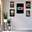Ver imagem 2 de Kit 5 Quadros Decorativos Volleyball:madeira Preta