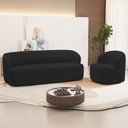 Ver imagem 2 de Sofá 3 Lugares 205cm com Poltrona Giratória Orgânica Heidy F04 Veludo Preto - Lyam Decor