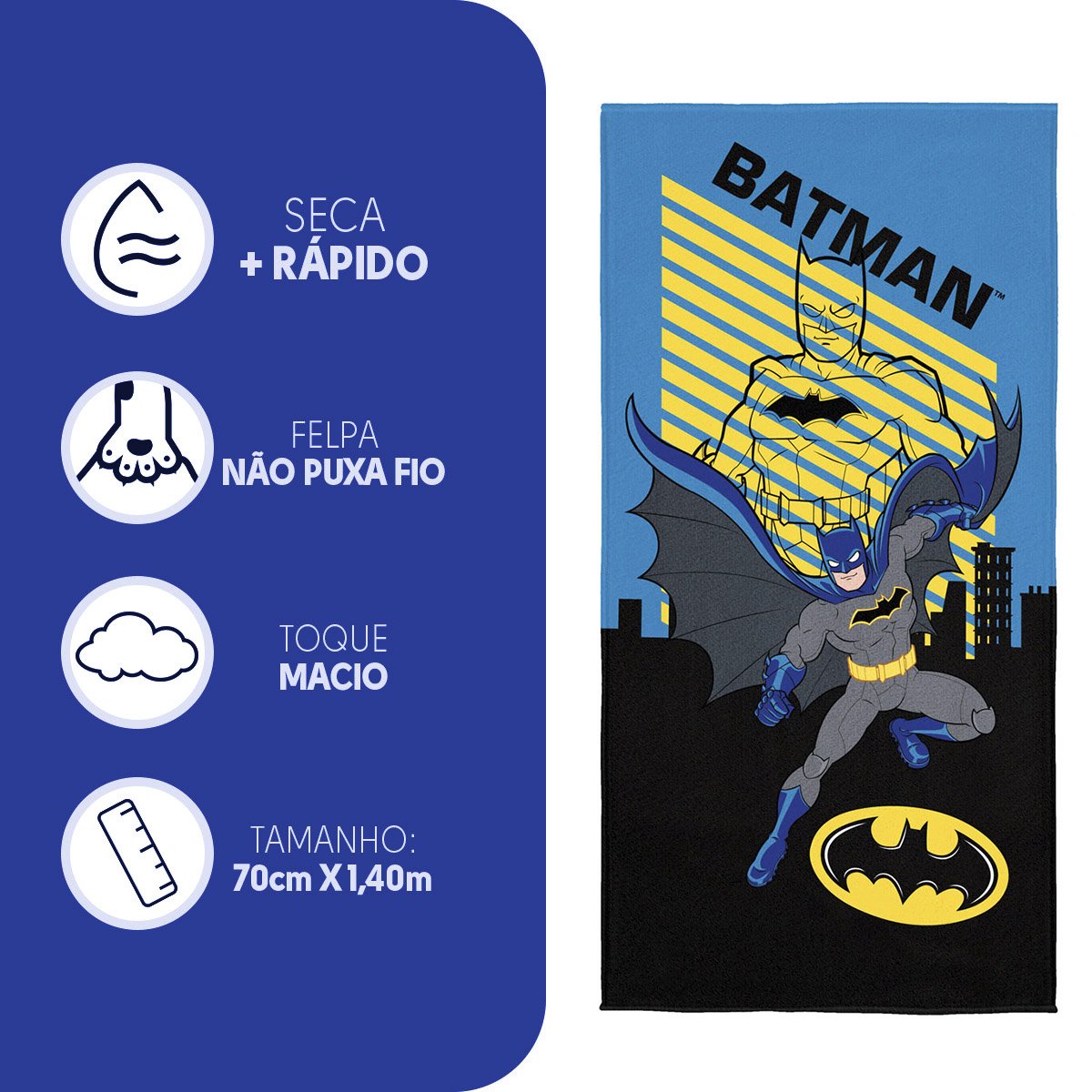 Toalha De Banho Infantil Aveludada Praia Piscina Personagens:Batman - 2
