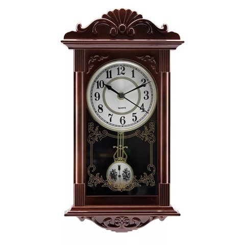 Relógio De Parede Retangular Com Pendulo Decoração Retrô
