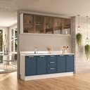 Ver imagem 1 de Cozinha com Rodapé Aéreo Cristaleira e Balcão Amara Azul/Branco