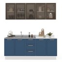 Ver imagem 5 de Cozinha com Rodapé Aéreo Cristaleira e Balcão Amara Azul/Branco