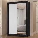 Ver imagem 1 de Guarda-roupa Solteiro 2 Portas de Correr com Espelho 2 Gavetas Preto/branco Vivare Madesa