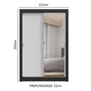 Ver imagem 4 de Guarda-roupa Solteiro 2 Portas de Correr com Espelho 2 Gavetas Preto/branco Vivare Madesa