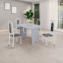 Ver imagem 1 de Conjunto Sala de Jantar Mesa com 4 Cadeiras Lara Branco/Preto