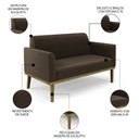 Ver imagem 3 de Sofá Namoradeira Base Madeira Castanho Maressa Suede Marrom - Ibiza