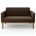 Ver imagem 7 de Sofá Namoradeira Base Madeira Castanho Maressa Suede Marrom - Ibiza
