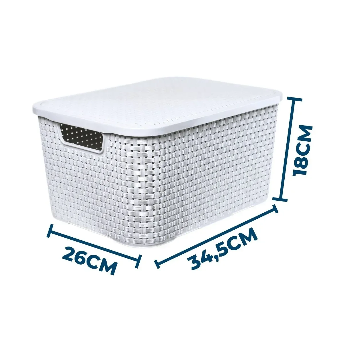 Kit com 2 Organizadores Rattan com Tampa 15 Litros Arqplast Branco - 2