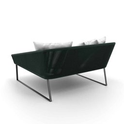 Chaise Quadrada Maldivas Em Corda Náutica Verde Militar - Tecido Lisato Branco - 2