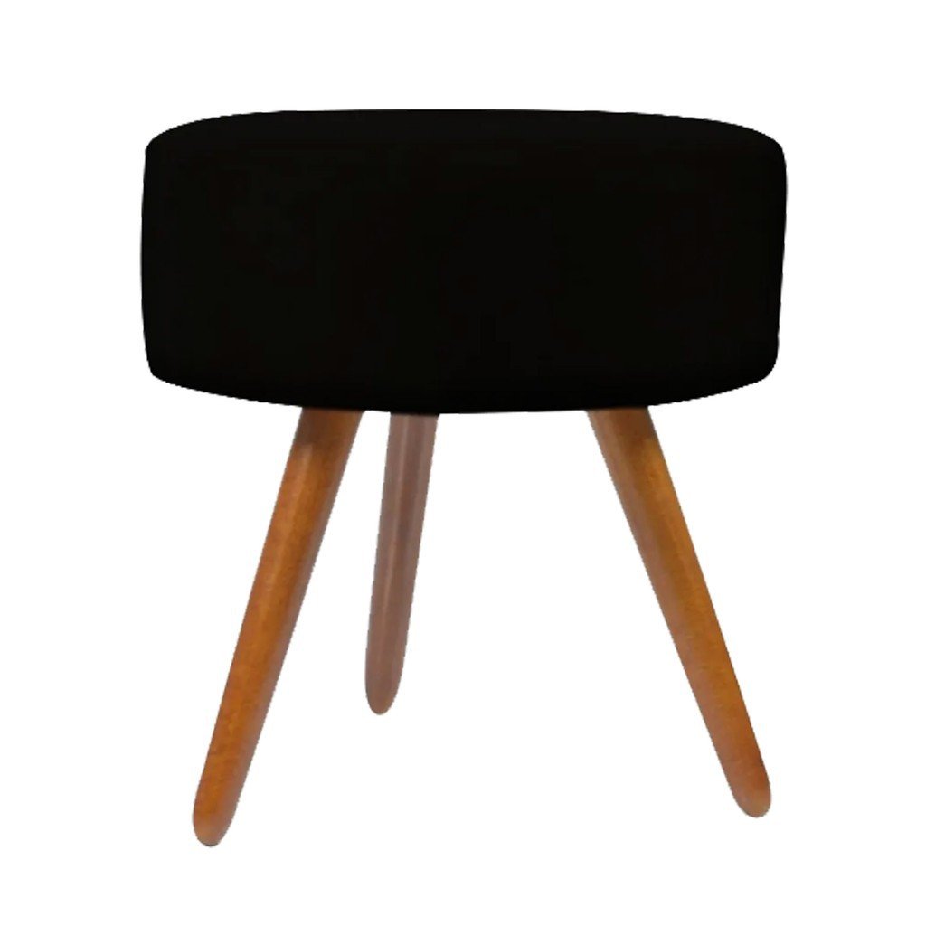 Puff Banqueta Redonto Lavinia Suede Preto Holy Shop - 1