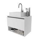 Ver mais imagens de Balcão Gabinete Suspenso para Banheiro 60cm com 1 Porta e Nicho Bn3606 Branco sem Cuba