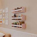 Ver imagem 1 de Kit 3 Prateleiras Porta Brinquedos Rosa 50 X 12cm Suporte Invisivel