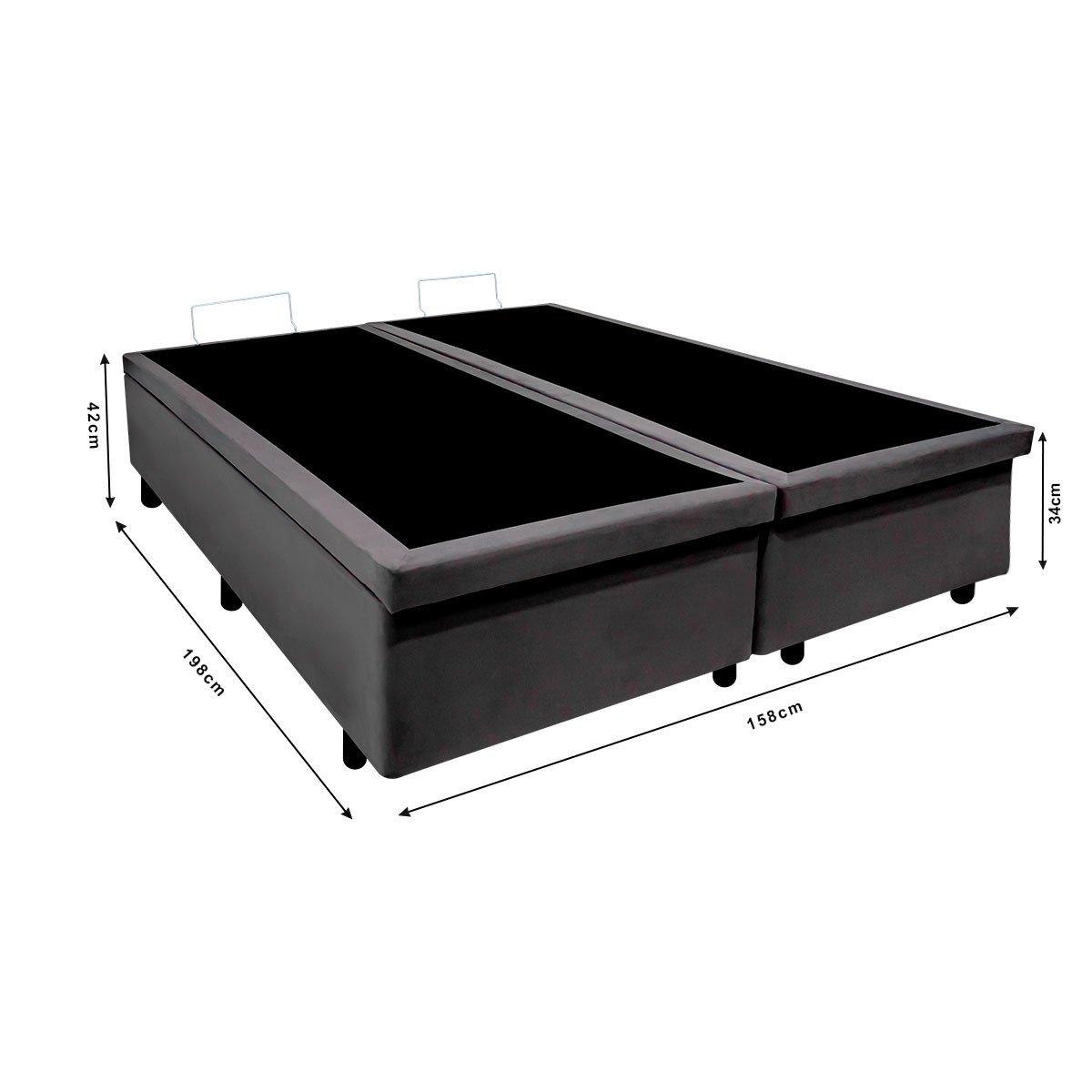 Cama Box Queen com Baú 158x198 com Colchão Adapto Molas Ensacadas Ecoflex Suede - 3