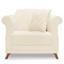 Ver imagem 7 de Kit 2 Poltronas Para Sala De Estar Linho Bege Pés Castanho