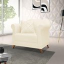 Ver imagem 2 de Kit 2 Poltronas Para Sala De Estar Linho Bege Pés Castanho