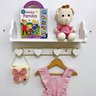 2 Prateleiras Infantil Formatos 45cm e 2 Cabideiros Coração:branco Nuvem - 1