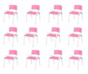Ver imagem 2 de Kit 12 Cadeira Iso Infantil Creche, Escola Base Branco Rosa