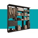Ver imagem 5 de Guarda-Roupas Closet Modulado Alasca 180cm 3 Peças com 2 Gavetas e Cabideiros Preto Touch Carraro