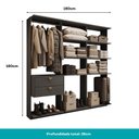 Ver imagem 4 de Guarda-Roupas Closet Modulado Alasca 180cm 3 Peças com 2 Gavetas e Cabideiros Preto Touch Carraro