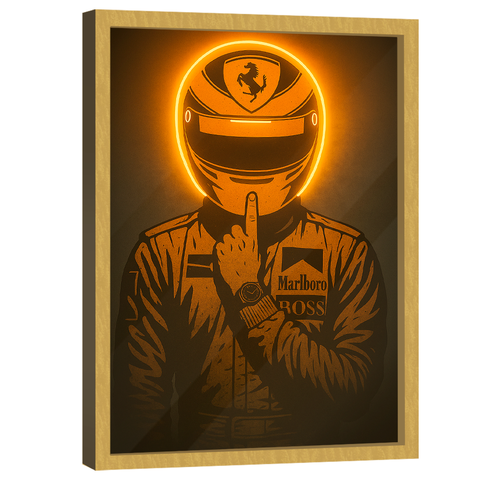 Quadro Decorativo Piloto Número 1 Neon Laranja