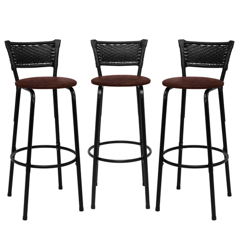 Kit 3 Banquetas para Bancada Banco Alto Junco Preto Balcão Cozinha Gourmet Bar Área de Lazer Piscina