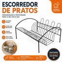 Ver imagem 3 de Escorredor de Pratos Compacto com Porta Copos em Metal Resistente para Cozinha Preto