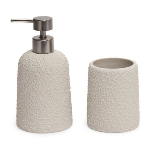 Kit Lavabo Bege Claro Texturizado em Polirresina – 2 Peças