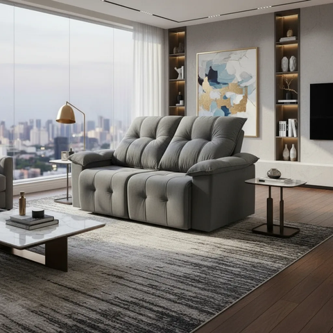 Sofá Mini Equador Molas Ensacadas 1,60mt Retrátil e Reclinável Veludo