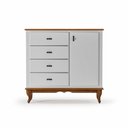 Ver imagem 2 de Cômoda 4 Gavetas 1 Porta Pés Luiz Xv Clássica Bebê Branco-imbuia