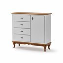 Ver imagem 3 de Cômoda 4 Gavetas 1 Porta Pés Luiz Xv Clássica Bebê Branco-imbuia