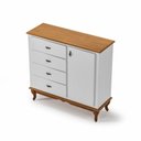 Ver imagem 4 de Cômoda 4 Gavetas 1 Porta Pés Luiz Xv Clássica Bebê Branco-imbuia