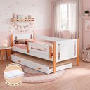 Ver imagem 1 de Cama Babá Infantil Mirela com Cama Auxiliar Branco Mel Grade Proteção Acompanha Lençol Infantil