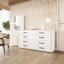 Ver imagem 1 de Cômoda Penteadeira Valência 8 Gavetas Espelho 209x160cm Branco 250801