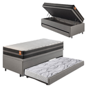 Ver imagem 1 de Bicama Box Baú Solteiro Courino Linho Cinza 88x188 com Colchão Bogotá Molas Ultralastic Inducol