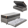 Bicama Box Baú Solteiro Courino Linho Cinza 88x188 com Colchão Bogotá Molas Ultralastic Inducol - 1