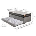 Ver imagem 2 de Bicama Box Baú Solteiro Courino Linho Cinza 88x188 com Colchão Bogotá Molas Ultralastic Inducol