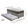 Bicama Box Baú Solteiro Courino Linho Cinza 88x188 com Colchão Bogotá Molas Ultralastic Inducol - 2