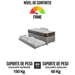 Bicama Box Baú Solteiro Courino Linho Cinza 88x188 com Colchão Bogotá Molas Ultralastic Inducol - 7